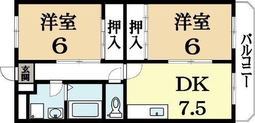 京都府久世郡久御山町佐古外屋敷(マンション)の賃貸物件の間取り
