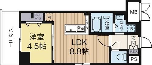 福岡県福岡市中央区薬院3丁目(マンション)の賃貸物件の間取り