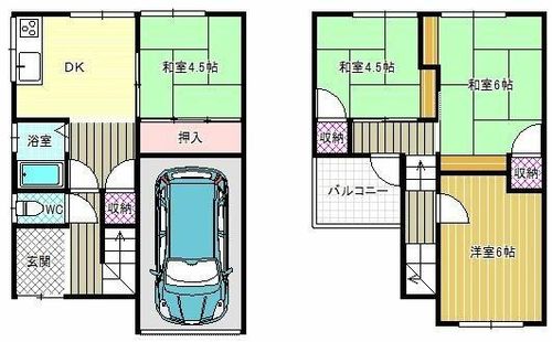 大阪府羽曳野市野々上1丁目(一戸建)の賃貸物件の間取り