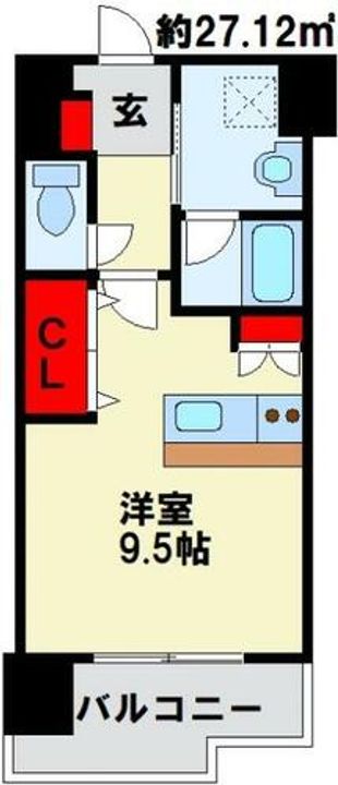 福岡県北九州市小倉北区大門2丁目(マンション)の賃貸物件の間取り
