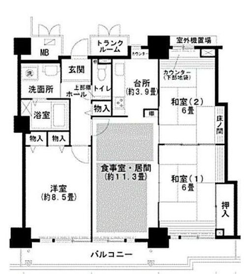 酉島リバーサイドヒルなぎさ街20棟2107の間取り
