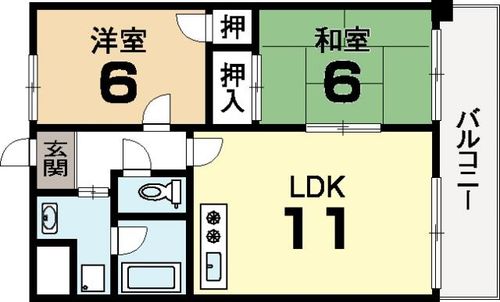 京都府城陽市富野南清水(マンション)の賃貸物件の間取り
