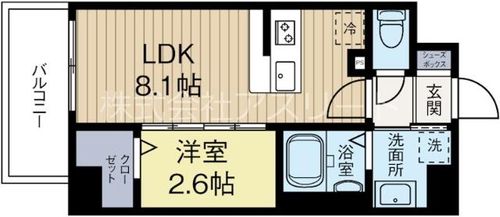 福岡県福岡市中央区天神5丁目(マンション)の賃貸物件の間取り