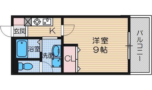大阪府茨木市本町(マンション)の賃貸物件の間取り