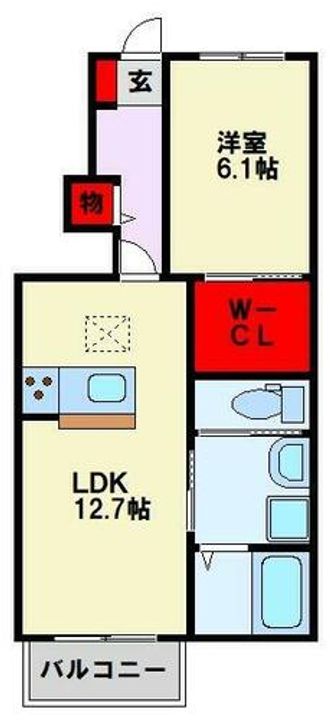 福岡県北九州市八幡西区皇后崎町(アパート)の賃貸物件の間取り