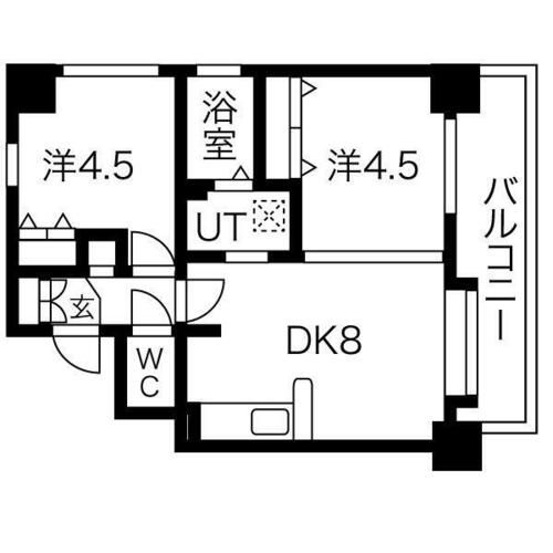 北海道札幌市中央区大通東8丁目(マンション)の賃貸物件の間取り