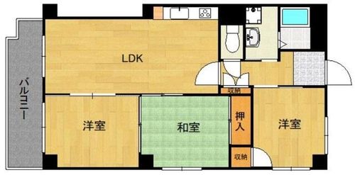 福岡県福岡市中央区赤坂1丁目(マンション)の賃貸物件の間取り