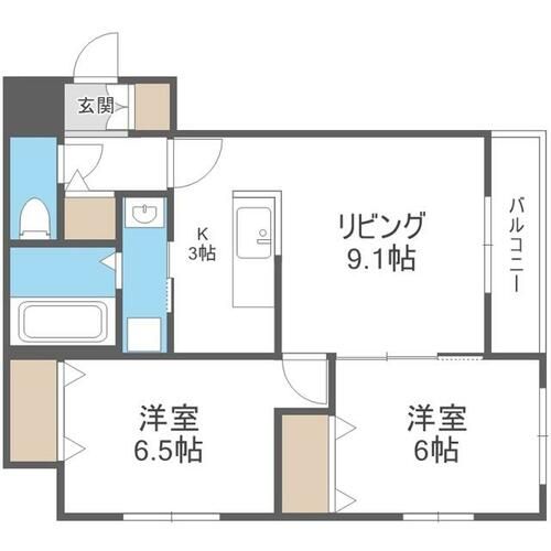 北海道札幌市中央区南七条西14丁目(マンション)の賃貸物件の間取り