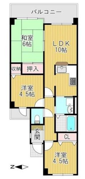大阪府池田市神田1丁目(マンション)の賃貸物件の間取り