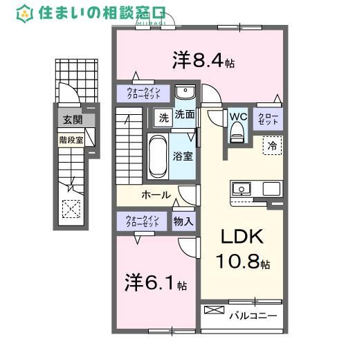 愛知県西尾市田貫町東之川(アパート)の賃貸物件の間取り