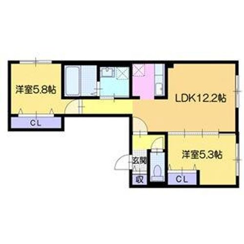 北海道札幌市中央区南十二条西18丁目(マンション)の賃貸物件の間取り