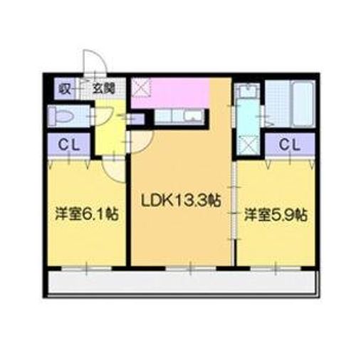 北海道札幌市中央区南十二条西18丁目(マンション)の賃貸物件の間取り