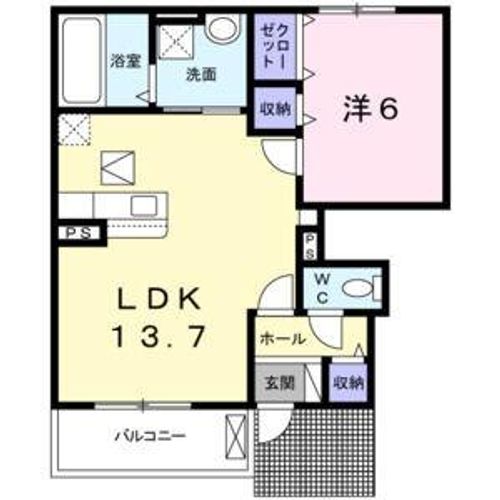 大阪府八尾市山本町南1丁目(アパート)の賃貸物件の間取り