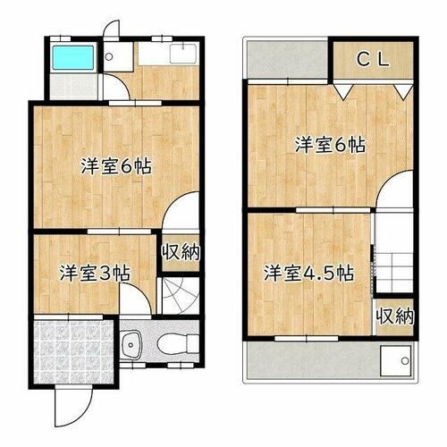 大阪府高石市取石3丁目(テラスハウス)の賃貸物件の間取り