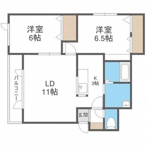 北海道札幌市西区山の手四条7丁目(アパート)の賃貸物件の間取り