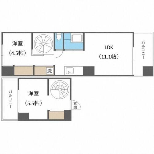 北海道札幌市中央区南十四条西7丁目(マンション)の賃貸物件の間取り