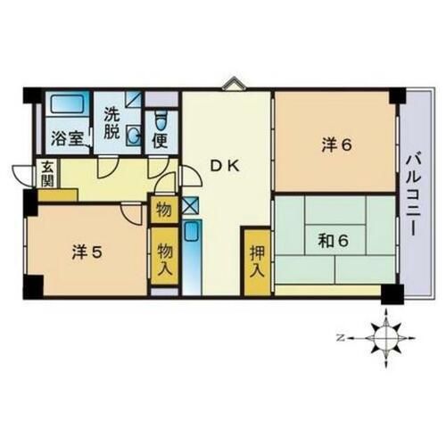 福岡県福岡市中央区荒戸2丁目(マンション)の賃貸物件の間取り