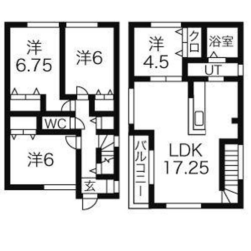 北海道札幌市東区北十六条東19丁目(一戸建)の賃貸物件Cの間取り