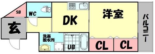 大阪府貝塚市福田(マンション)の賃貸物件の間取り