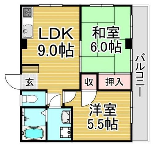 福岡県大野城市上大利2丁目(アパート)の賃貸物件の間取り