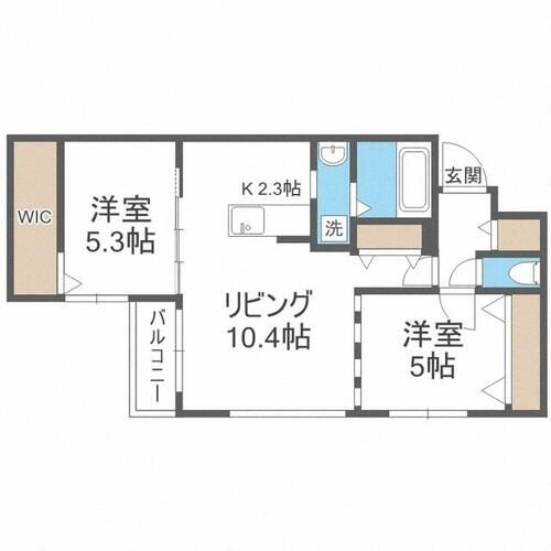 北海道札幌市西区山の手四条1丁目(マンション)の賃貸物件の間取り