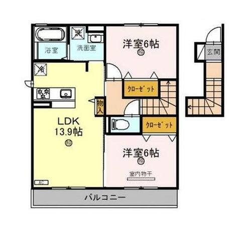 大阪府堺市北区百舌鳥西之町2丁(アパート)の賃貸物件の間取り