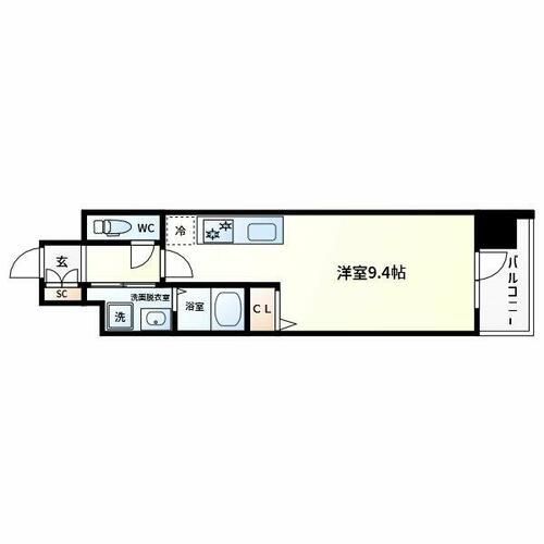 MELDIA CREST NAMBA SOL TERRACEの間取り