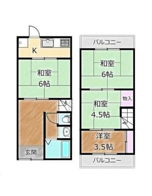 大阪府堺市西区浜寺石津町西4丁(一戸建)の賃貸物件の間取り