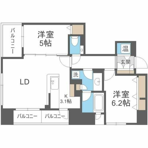 リビオ中島公園アルファタワー405の間取り