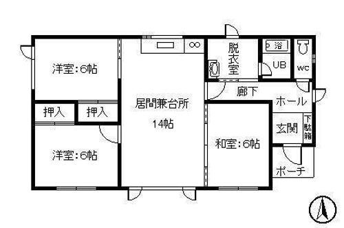 北海道河東郡音更町宝来東町南2丁目(一戸建)の賃貸物件Cの間取り