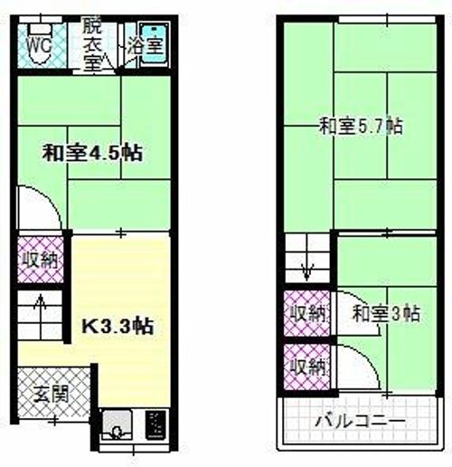 大阪府松原市河合1丁目(一戸建)の賃貸物件の間取り