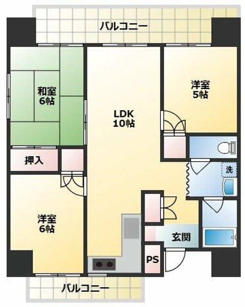 大阪府大阪市平野区長吉長原西4丁目(マンション)の賃貸物件の間取り