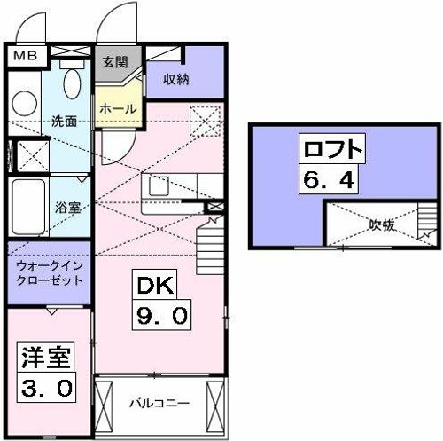 大阪府羽曳野市南恵我之荘6丁目(アパート)の賃貸物件の間取り
