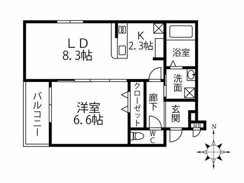 大阪府堺市西区浜寺諏訪森町中1丁(アパート)の賃貸物件の間取り