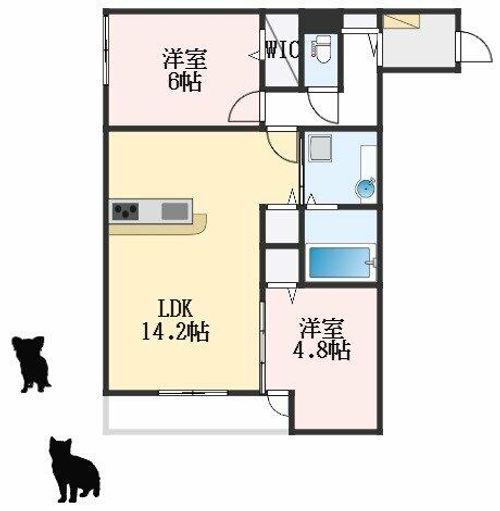 大阪府堺市西区上野芝向ヶ丘町2丁(アパート)の賃貸物件の間取り