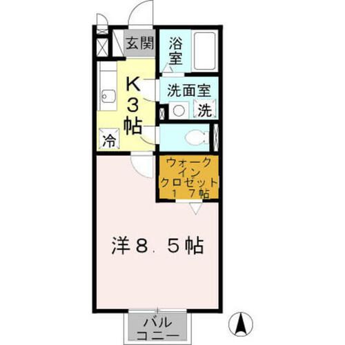 大阪府大東市新田中町(アパート)の賃貸物件の間取り