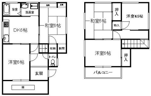 大阪府箕面市牧落3丁目(テラスハウス)の賃貸物件の間取り
