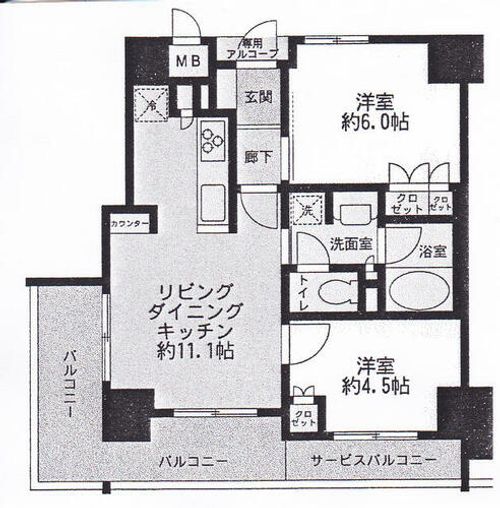 京都府京都市中京区油小路通三条下る三条油小路町(マンション)の賃貸物件の間取り