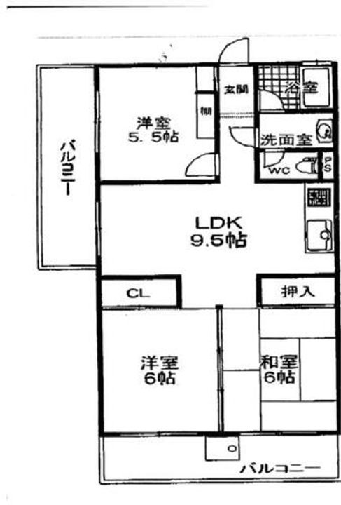 兵庫県姫路市新在家中の町(マンション)の賃貸物件の間取り