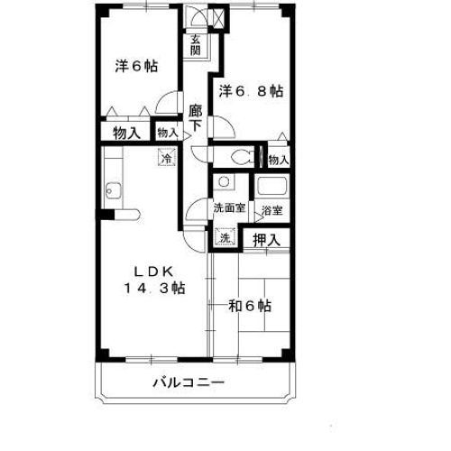 大阪府箕面市新稲7丁目(マンション)の賃貸物件の間取り