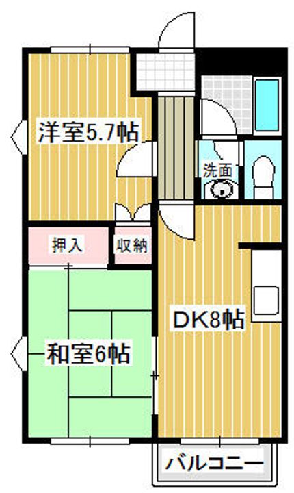 滋賀県近江八幡市鷹飼町(アパート)の賃貸物件の間取り