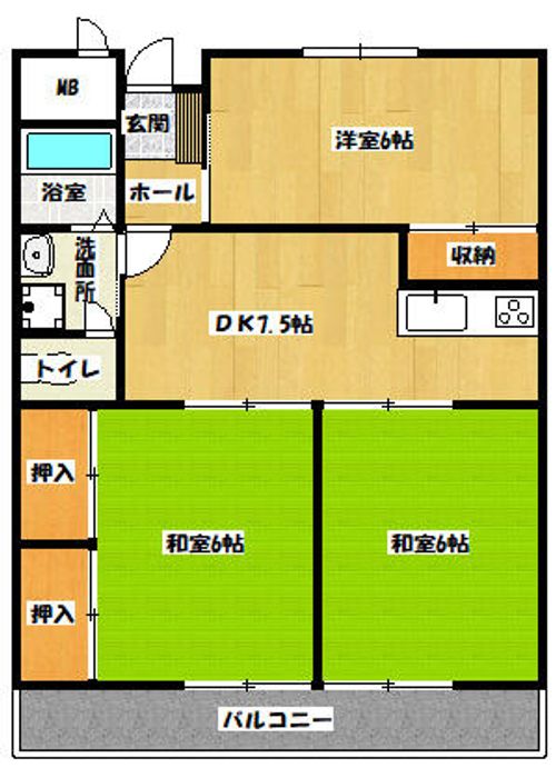 サンハイツ小郡305の間取り