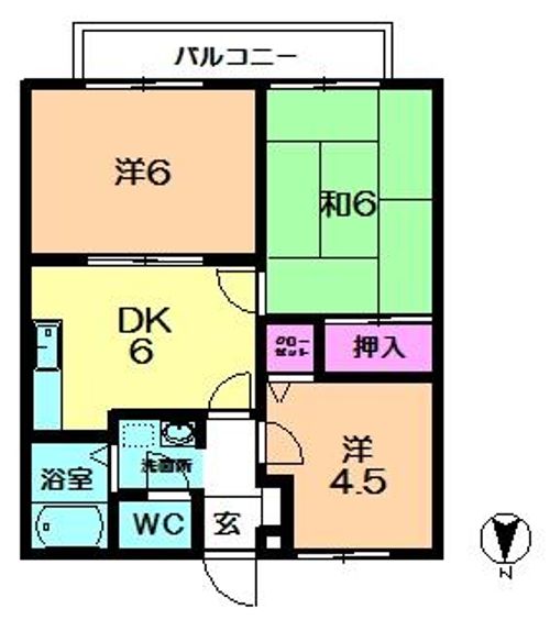 奈良県奈良市押熊町(アパート)の賃貸物件の間取り
