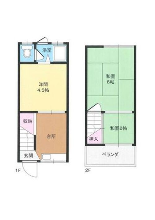 大阪府四條畷市江瀬美町(テラスハウス)の賃貸物件の間取り