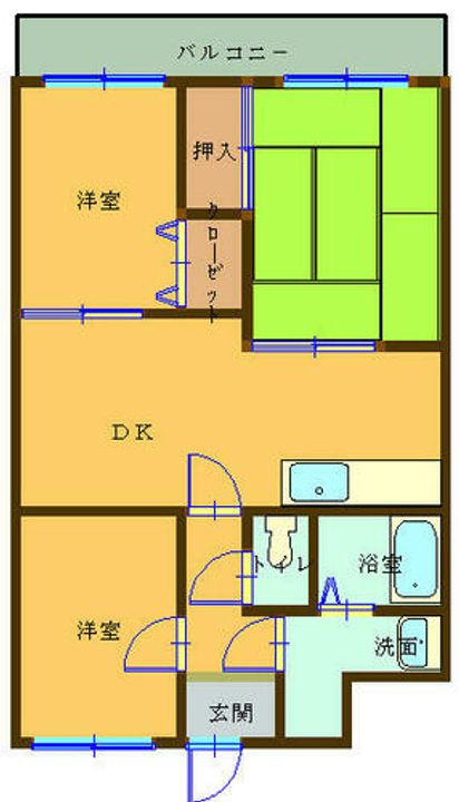 福岡県北九州市小倉北区赤坂2丁目(マンション)の賃貸物件の間取り