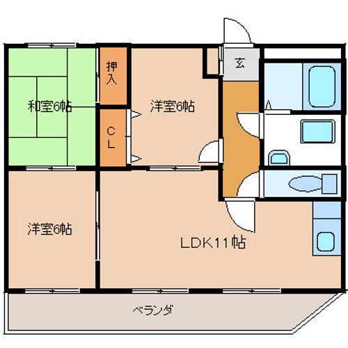 京都府長岡京市馬場1丁目(マンション)の賃貸物件の間取り