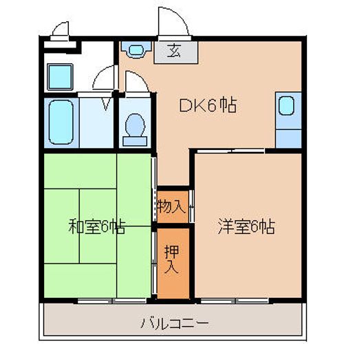 京都府向日市上植野町(マンション)の賃貸物件の間取り
