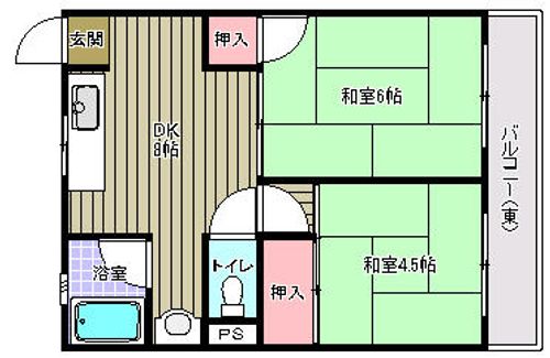 大阪府大阪市生野区桃谷1丁目(マンション)の賃貸物件の間取り