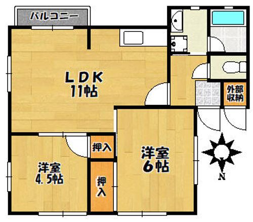 兵庫県姫路市飾磨区今在家3丁目(アパート)の賃貸物件201の間取り