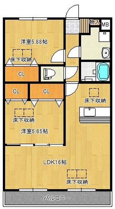 福岡県久留米市荒木町荒木(マンション)の賃貸物件の間取り